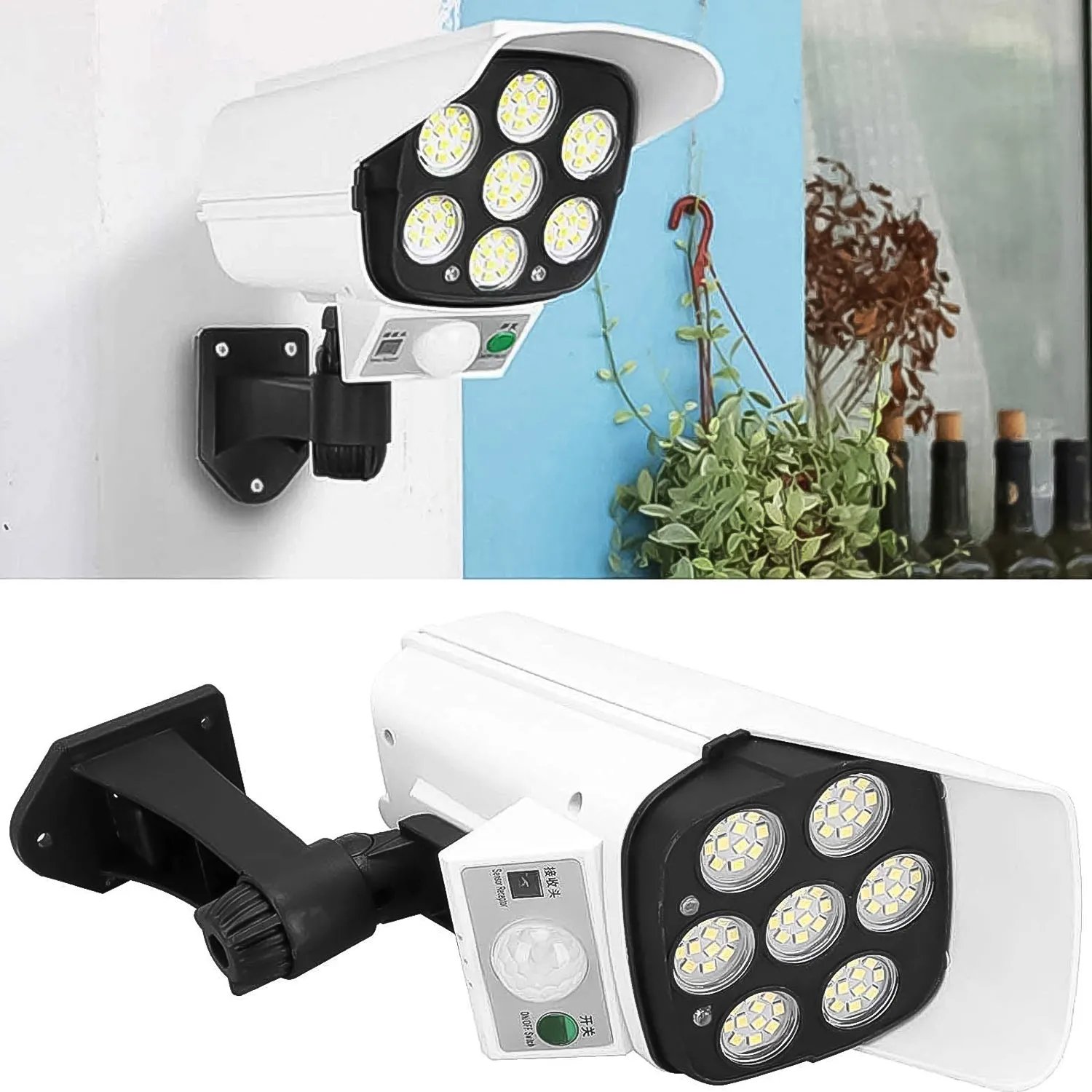15014 Solar Light Outdoor Motion Sensor Security Camera Shaped Dummy Wall Lamp (1 Pc)