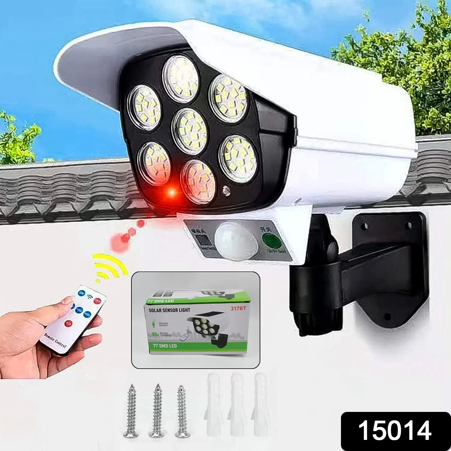 15014 Solar Light Outdoor Motion Sensor Security Camera Shaped Dummy Wall Lamp (1 Pc)