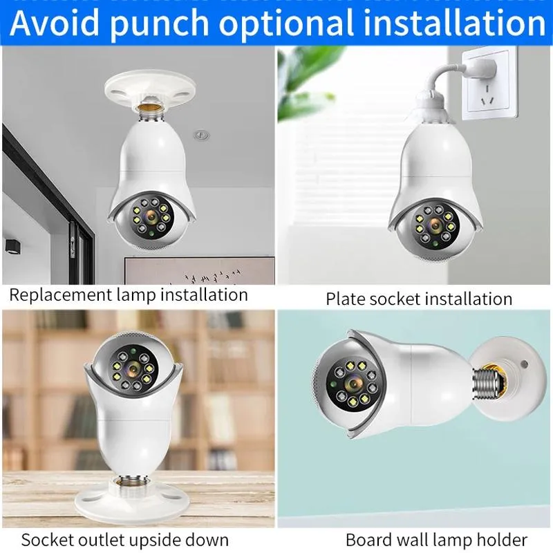 2.0MP Wifi Light Bulb Camera | Motion Detection | Night Vision | Dual Light Source | White