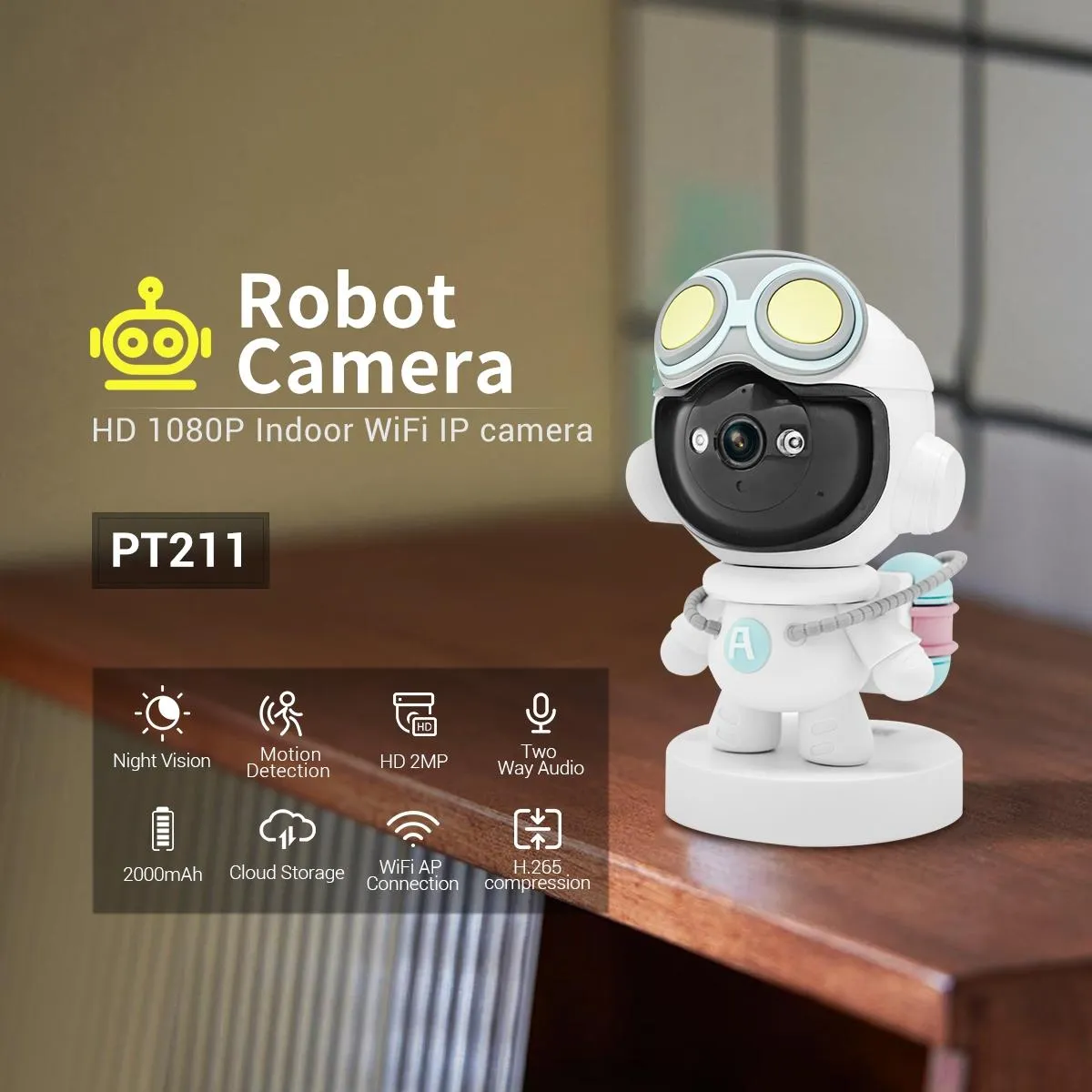 2MP Wifi Camera | Motion Detection | Tracking | Sound Alarm | Cloud Storage | Two-Way Audio | Night Vision