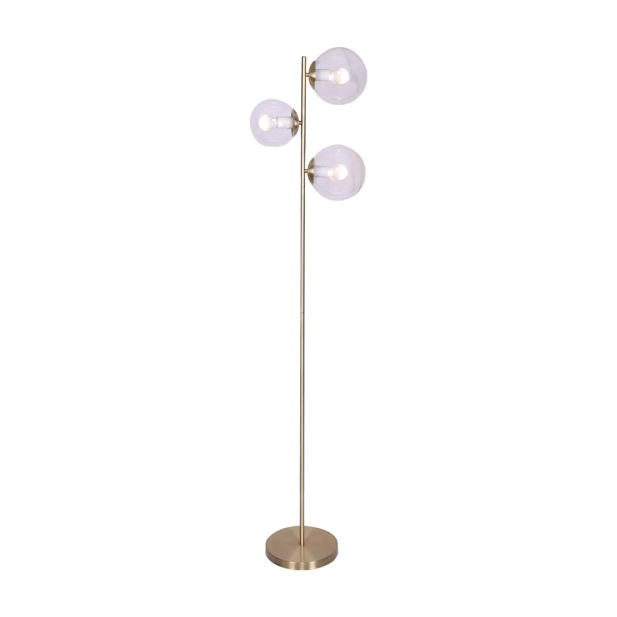 3-Light Gold Metal Floor Lamp with Glass Shades | Stylish Modern Lighting