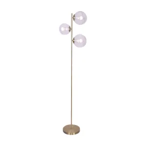 3-Light Gold Metal Floor Lamp with Glass Shades | Stylish Modern Lighting