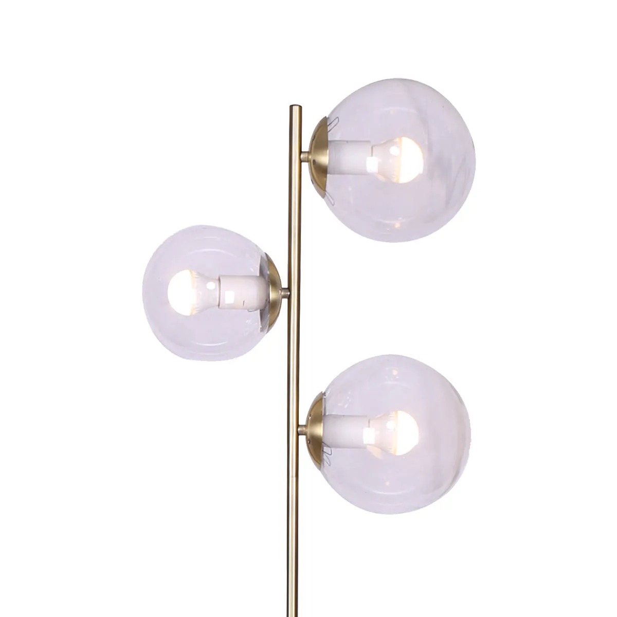 3-Light Gold Metal Floor Lamp with Glass Shades | Stylish Modern Lighting