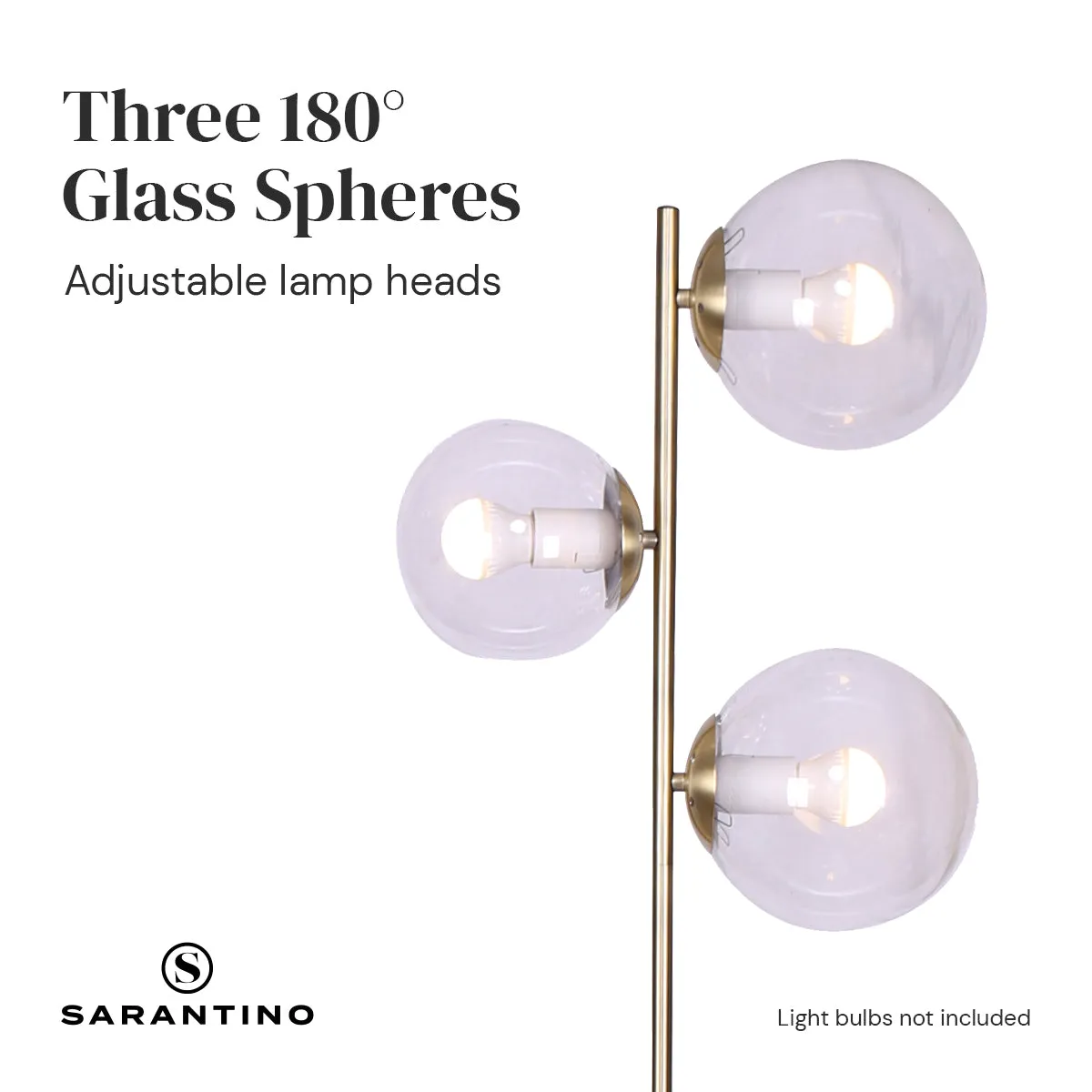 3-Light Gold Metal Floor Lamp with Glass Shades | Stylish Modern Lighting