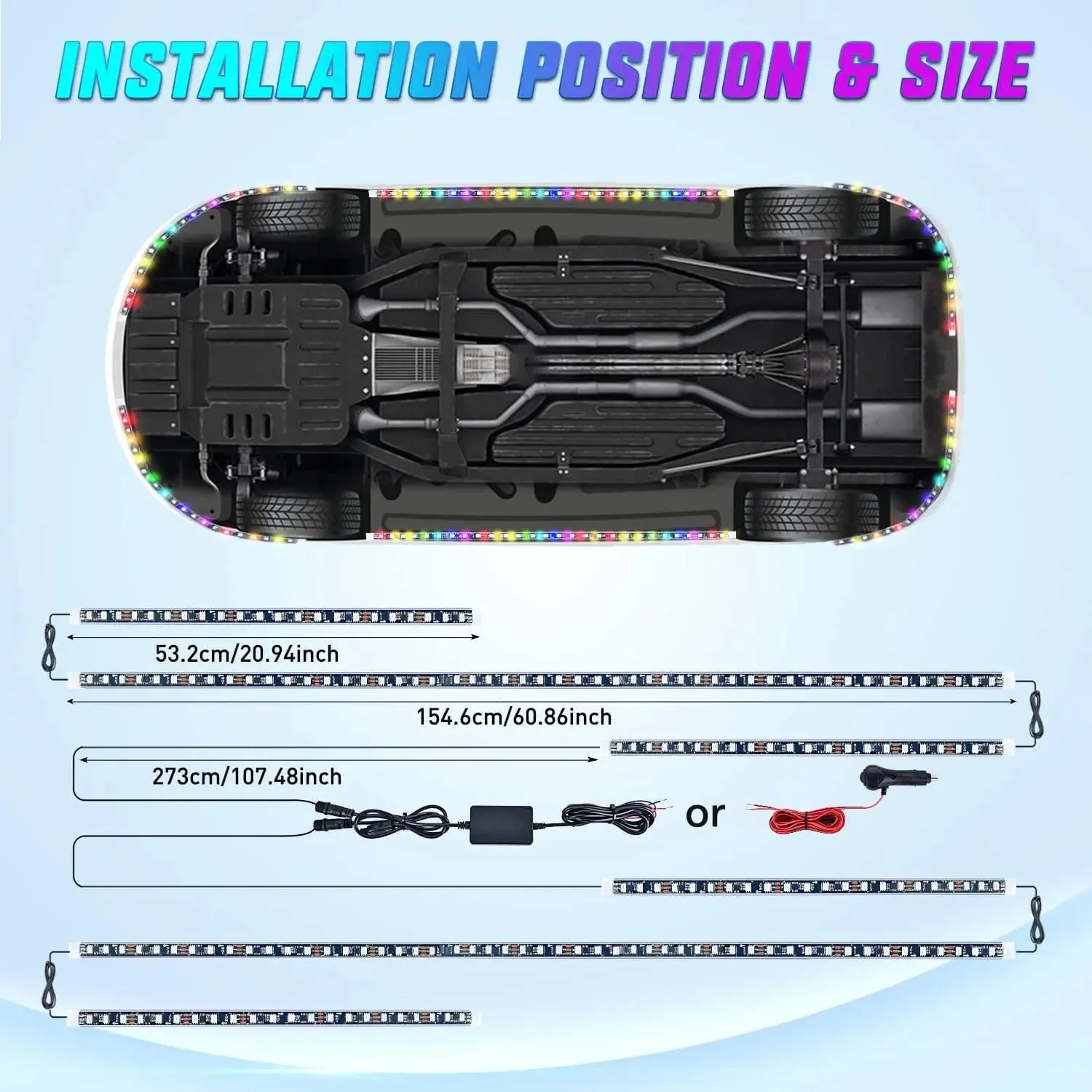 300Leds RGBIC Underglow Neon APP Remote Control Led Strip Light 6PCS