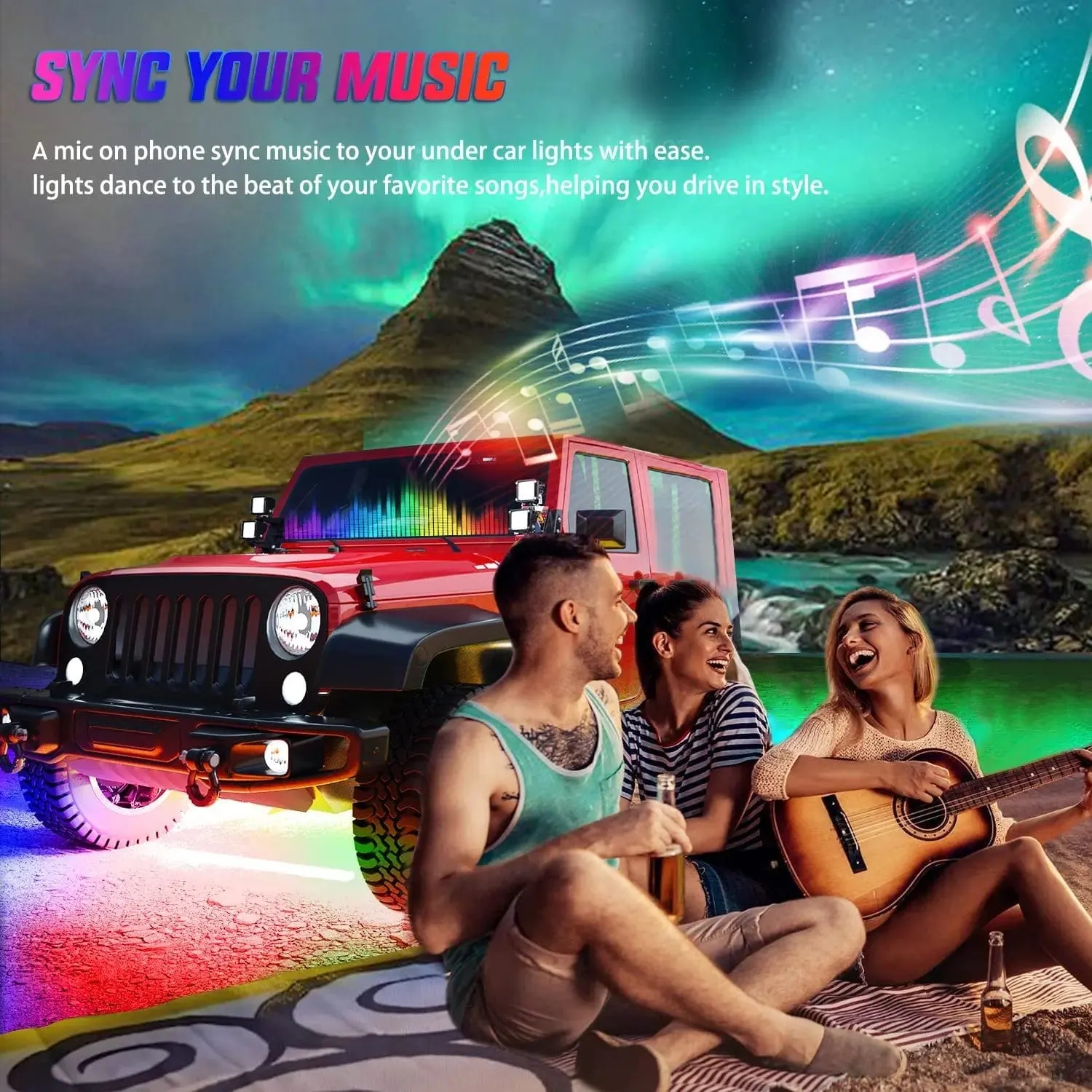 300Leds RGBIC Underglow Neon APP Remote Control Led Strip Light 6PCS