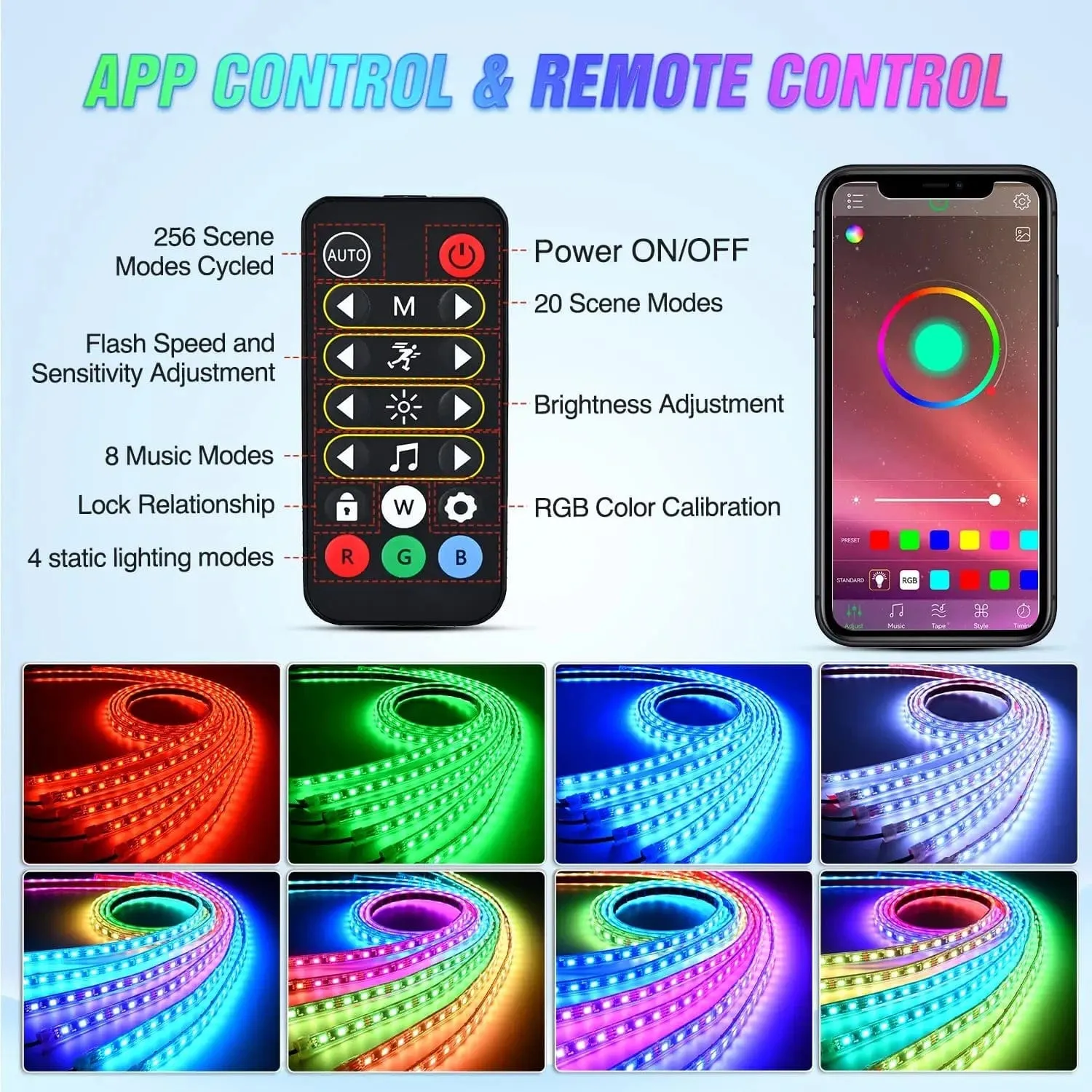 300Leds RGBIC Underglow Neon APP Remote Control Led Strip Light 6PCS