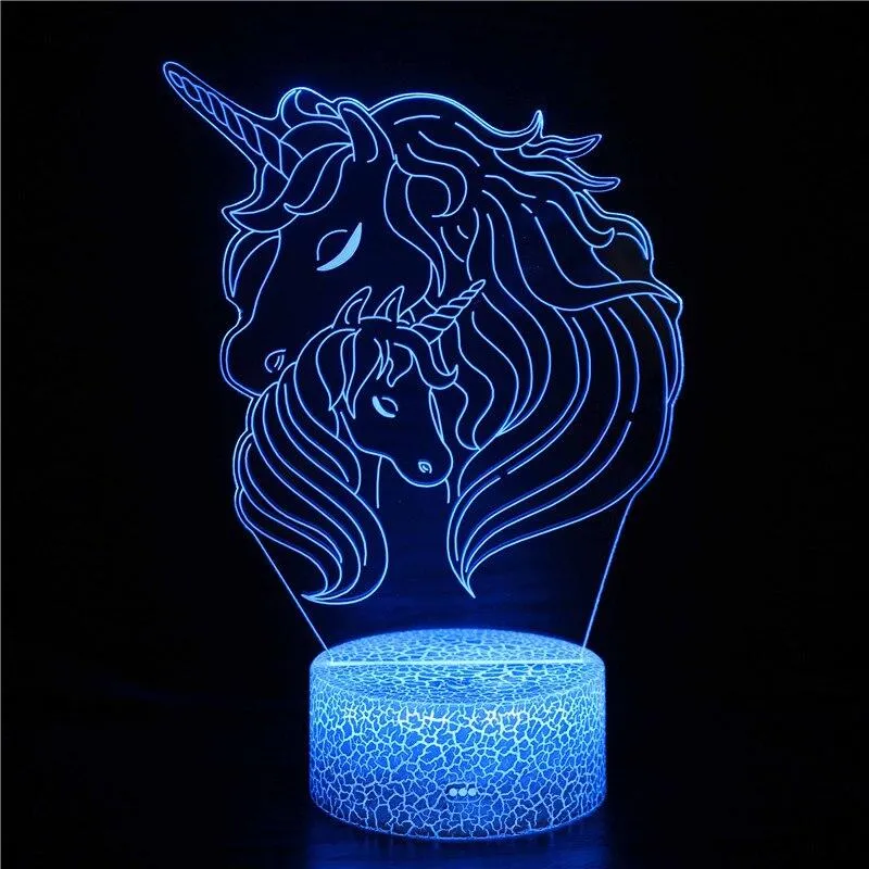 3D  Illusion Lamp Light for Kids and Lover, Unicorn LED Lamp 16 Colors Change with Remote, Valentine's Day Present and Birthday