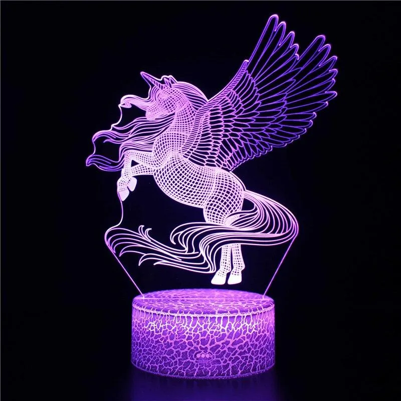 3D  Illusion Lamp Light for Kids and Lover, Unicorn LED Lamp 16 Colors Change with Remote, Valentine's Day Present and Birthday
