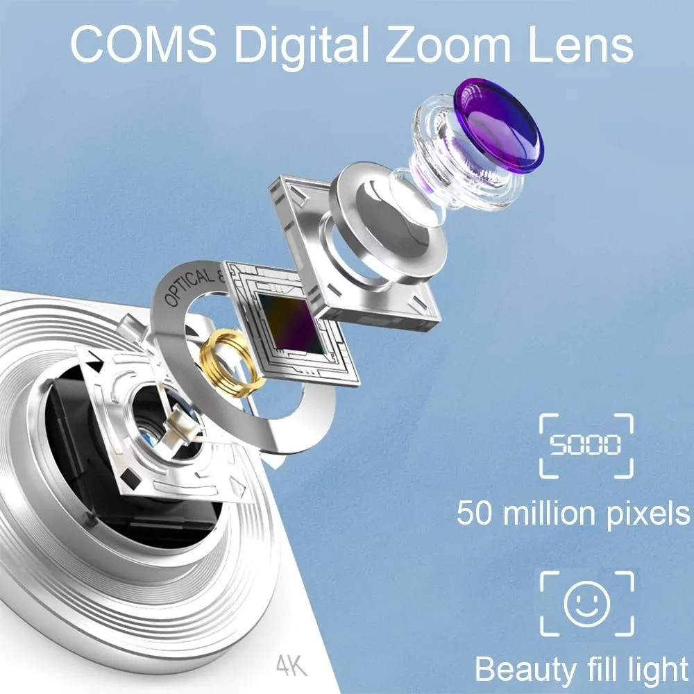 4K Digital Camera | 8x Optical Zoom | Telescopic Lens | Card Reader & 32G | Pink Finish
