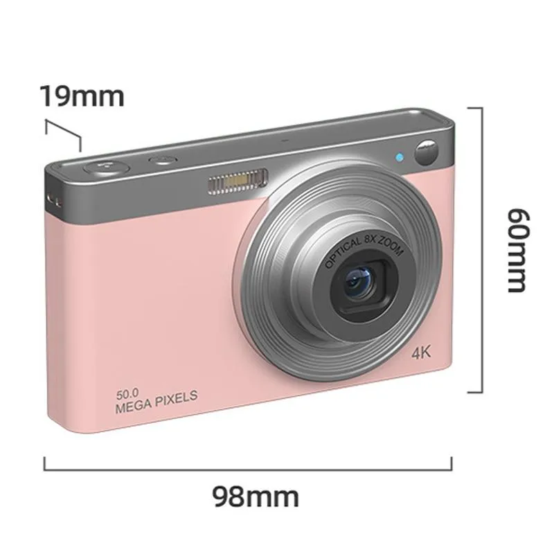 4K Digital Camera | 8x Optical Zoom | Telescopic Lens | Card Reader & 32G | Pink Finish