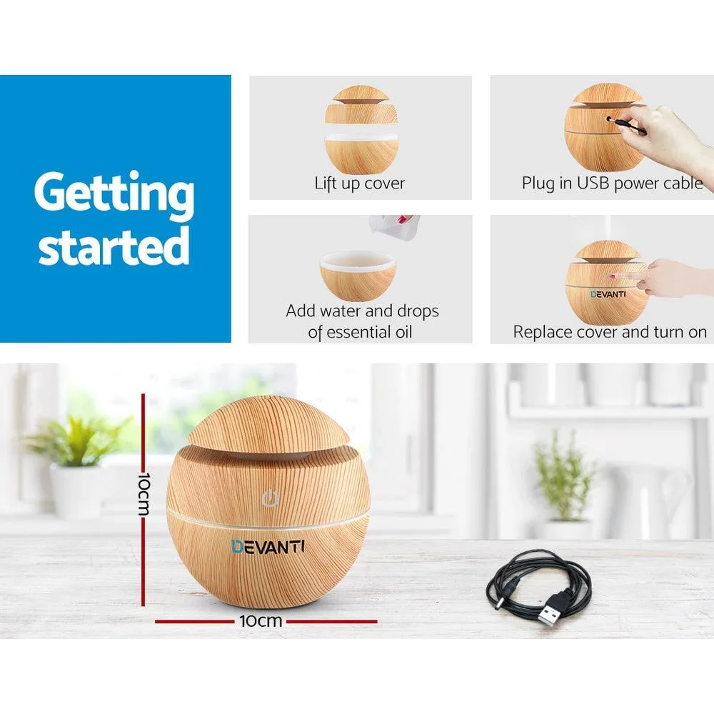 Aroma Aromatherapy Humidifier Purifier Diffuser LED Light - Wood Grain