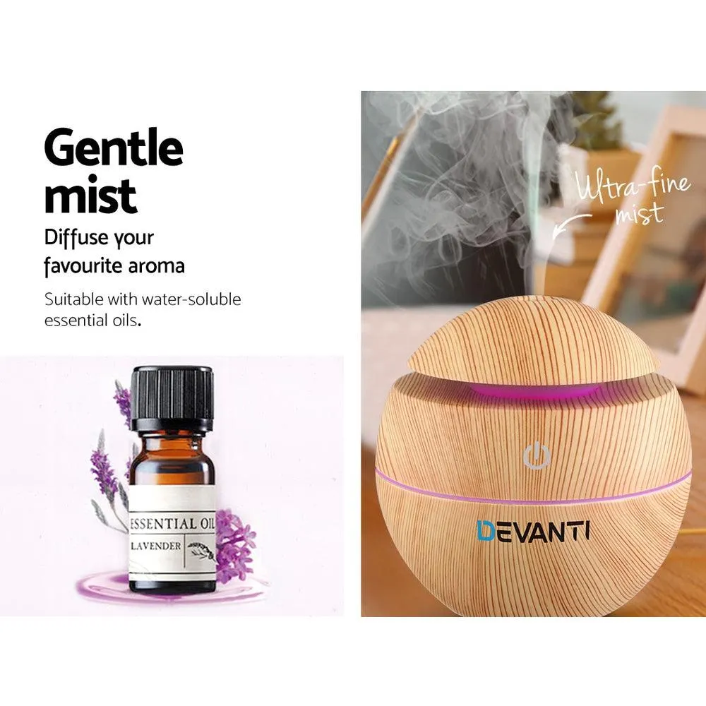 Aroma Aromatherapy Humidifier Purifier Diffuser LED Light - Wood Grain
