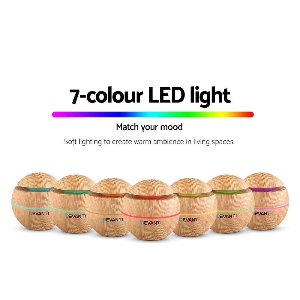 Aroma Aromatherapy Humidifier Purifier Diffuser LED Light - Wood Grain