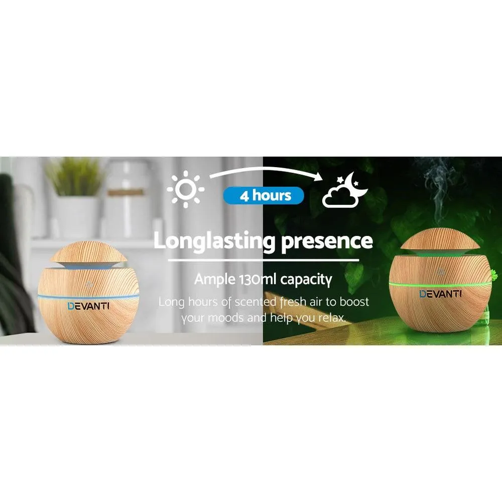 Aroma Aromatherapy Humidifier Purifier Diffuser LED Light - Wood Grain