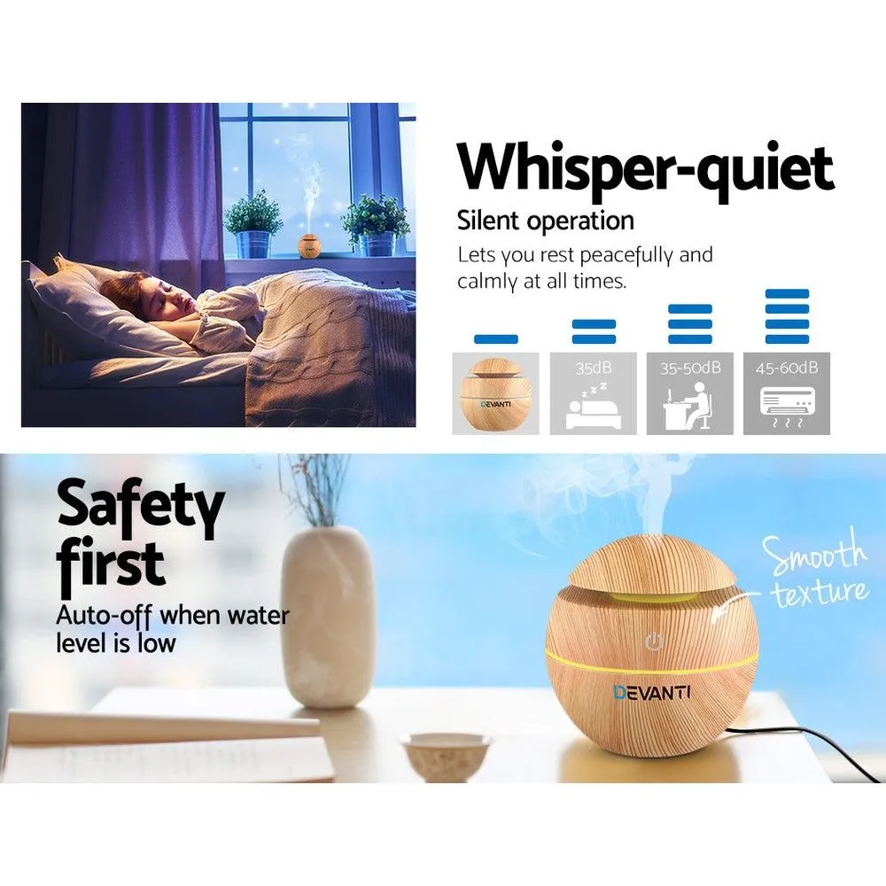 Aroma Aromatherapy Humidifier Purifier Diffuser LED Light - Wood Grain