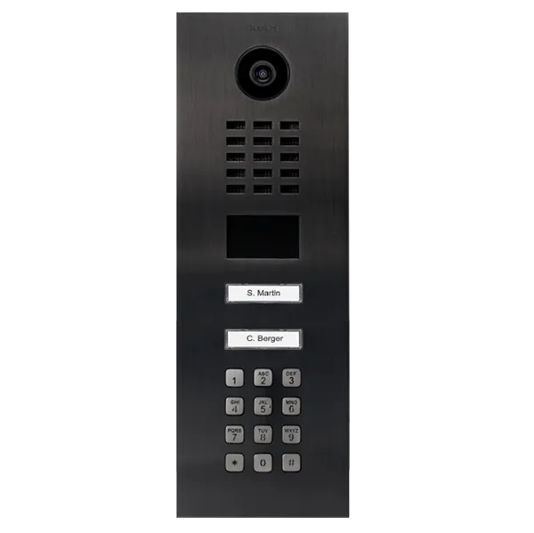 DoorBird Multi-Dwelling IP Intercom Video Door Station D2102KV with Keypad - 2 Call Buttons - Flush backbox and Surface backbox sold separately