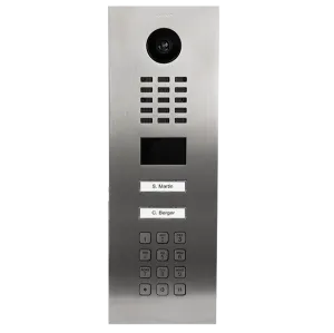 DoorBird Multi-Dwelling IP Intercom Video Door Station D2102KV with Keypad - 2 Call Buttons - Flush backbox and Surface backbox sold separately