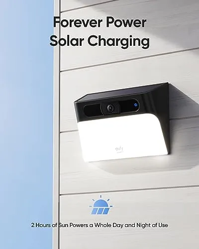 eufy Security Solar Wall Light Cam S120, Solar Security Camera, Wireless Outdoor, 2K Camera, Forever Power, Motion Activated Light, AI Detection, IP65 Waterproof, Spotlight, No Monthly Fee