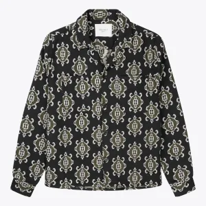 Isaac Jacquard Overshirt (Black   Olive Night)