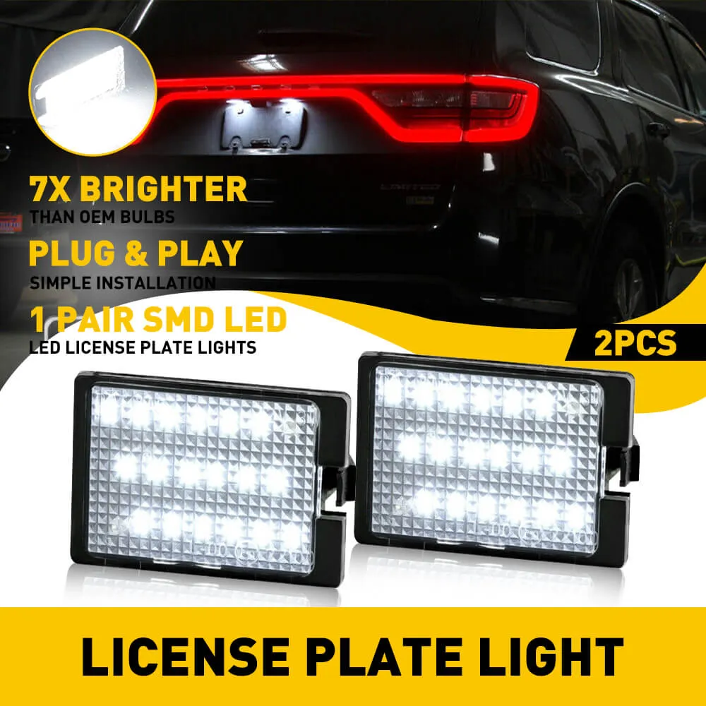 LED License Plate Lights Tag Light Lamp Assembly for 14-21 Dodge Durango Models Xenon White Light