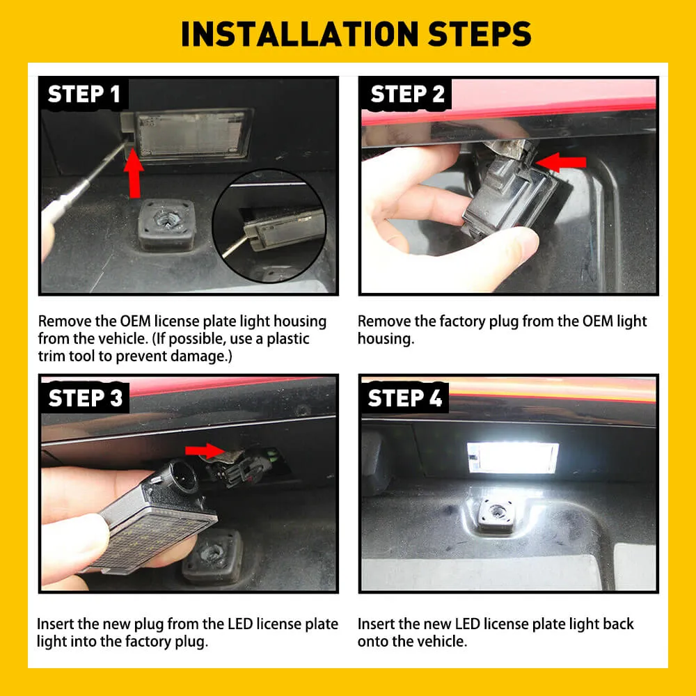 LED License Plate Lights Tag Light Lamp Assembly for 14-21 Dodge Durango Models Xenon White Light