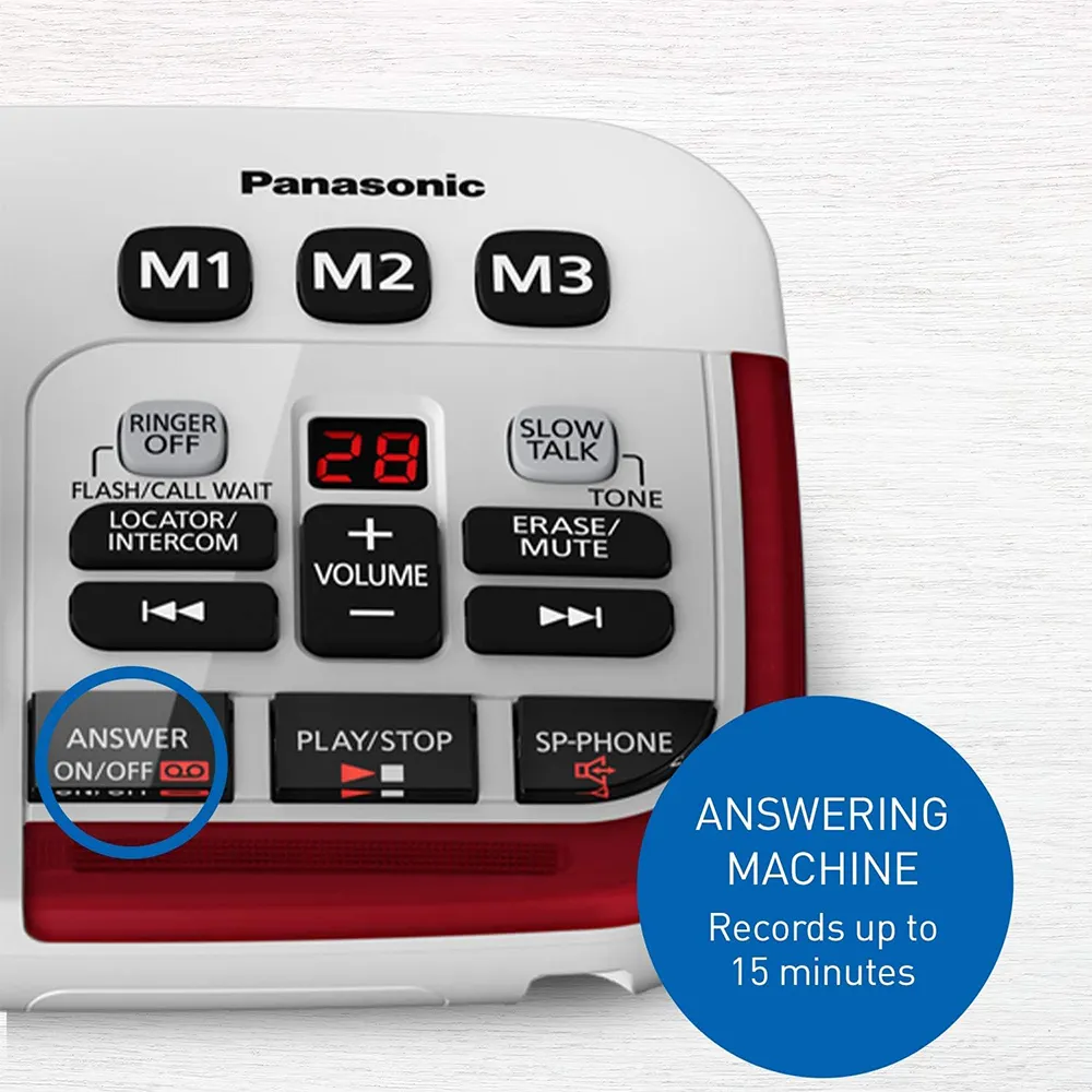 Panasonic KX-TGM470C 1.9GHz Amplified Cordless Phone with Answering Machine [1-Handset] (White) (Refurbished)