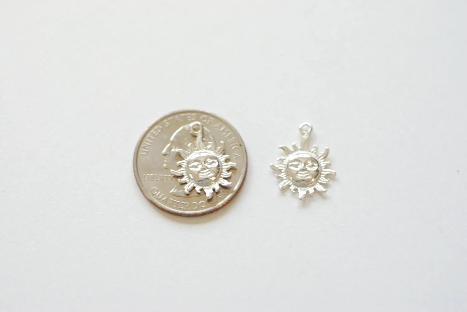 Sterling Silver Wholesale Sunshine Charm - 925 Charm, Sun with rays pendant, Silver Sun Charm, Sun Pendant, 159