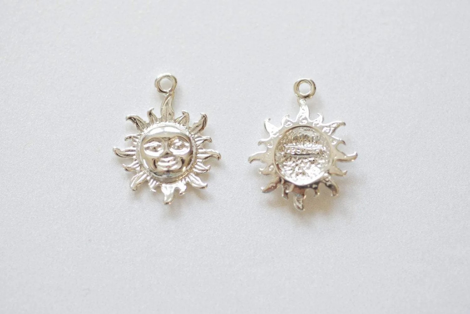 Sterling Silver Wholesale Sunshine Charm - 925 Charm, Sun with rays pendant, Silver Sun Charm, Sun Pendant, 159
