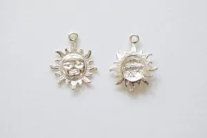 Sterling Silver Wholesale Sunshine Charm - 925 Charm, Sun with rays pendant, Silver Sun Charm, Sun Pendant, 159