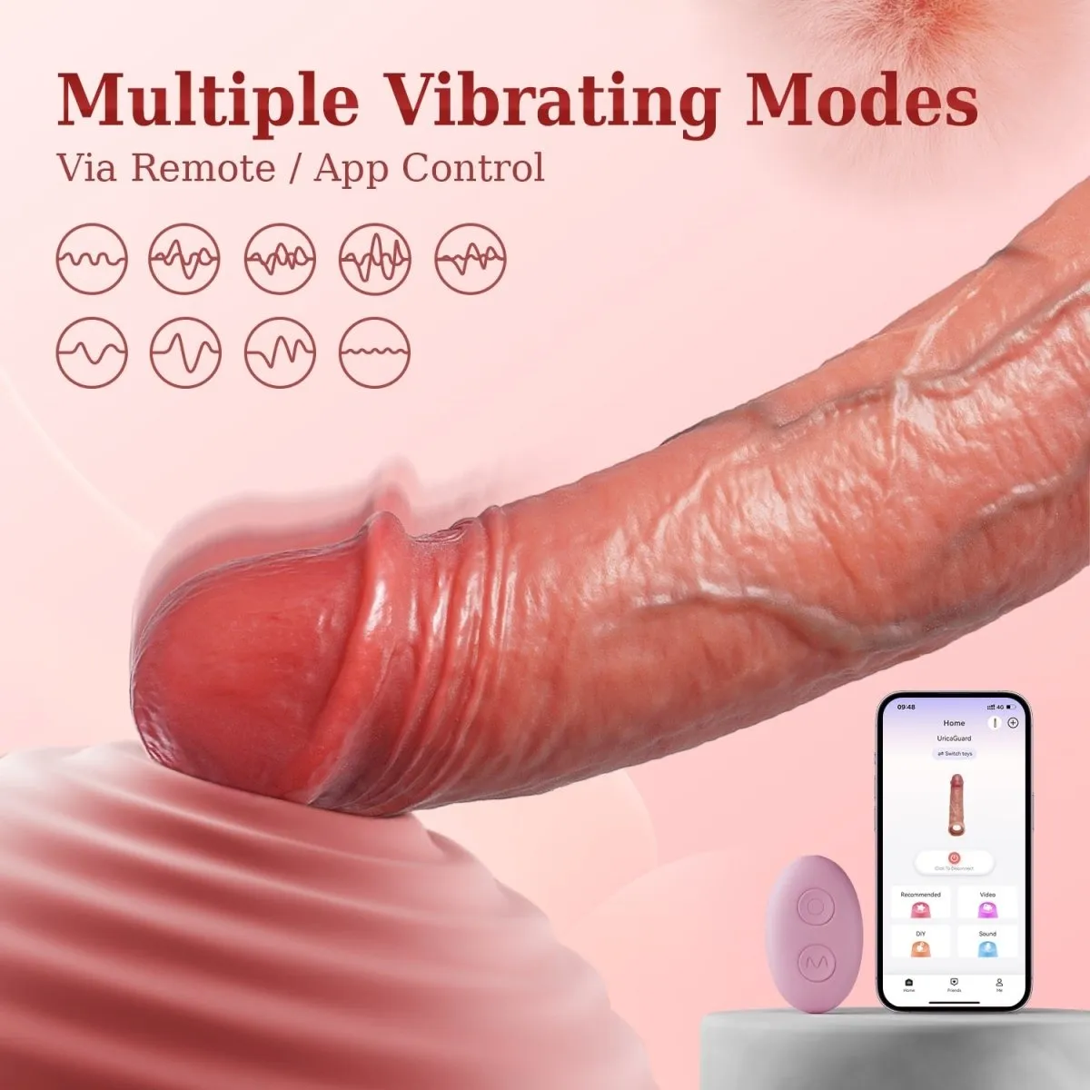UricaGuard| App Control 4 in 1 Male Sex Toys Penis Extender Vibrating Cock Ring